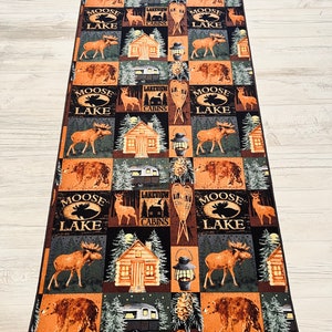 Rustic Table Runner, Moose Decor, Log Cabin Decor, Country Table Runner