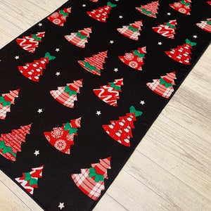 Christmas Table Runner, Christmas Tree Decor, Red Green Runner
