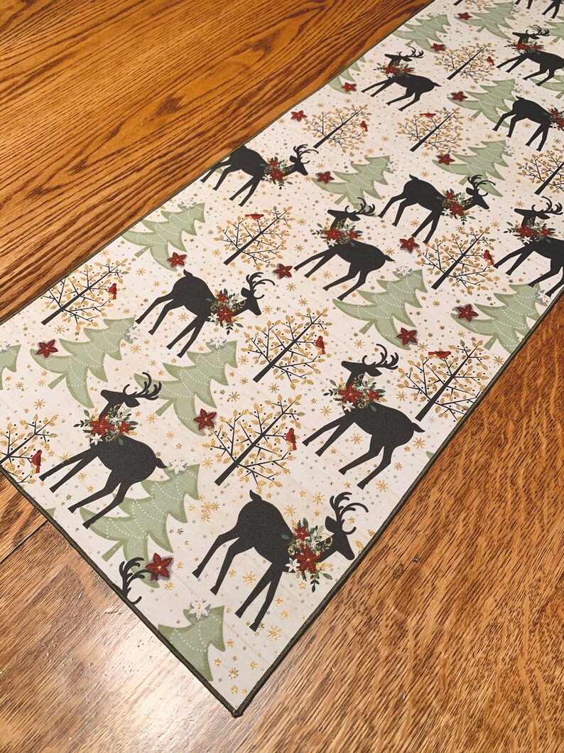 Deer Table Runner Woodland Table Decor Holiday Table Runner Etsy