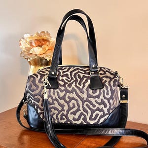 Elegant Handbag, Black Leather Handbag, Satchel Bag, Animal Print Purse, Classic Bag, FREE SHIPPING