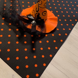 Halloween Table Runner, Black Orange Polka Dot Decor, Halloween Table Decor, Seasonal Table Runner