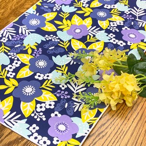 Summer Table Runner, Blue Table Runner, Floral Table Runner, Summer Table Decor, Bright Home Decor, Modern Table Runner