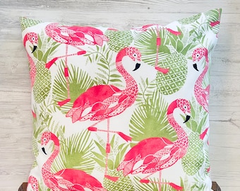 Flamingo Decor, Pink Flamingo, Bird Pillow Cover, Decorative Pillow Cover, 20x20 Pillow Cover, Indoor Outdoor Pillow Cover