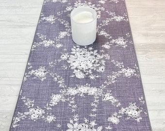 Gray Table Runner, Multi Season Table Runner, Floral Dining Table Runner, 13.5 x 72