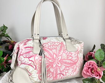Summer Handbag, Spring Handbag, Satchel Bag, Off White and Pink Purse, Gift for Her, Swoon Brooklyn Handbag, READY TO SHIP