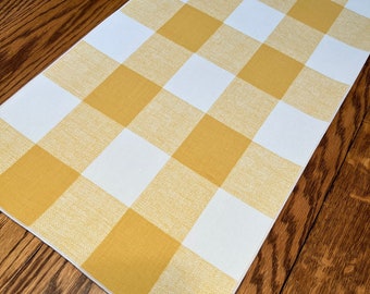 Summer Table Runner, Yellow and White Check, Yellow and White Runner, Easter Table Runner, Large Check