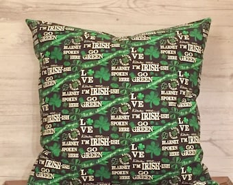 St. Patricks Day Pillow Cover, Irish Pillow Cover, St. Patrick’s Pillow Cover, Irish Decor, Shamrock Pillow