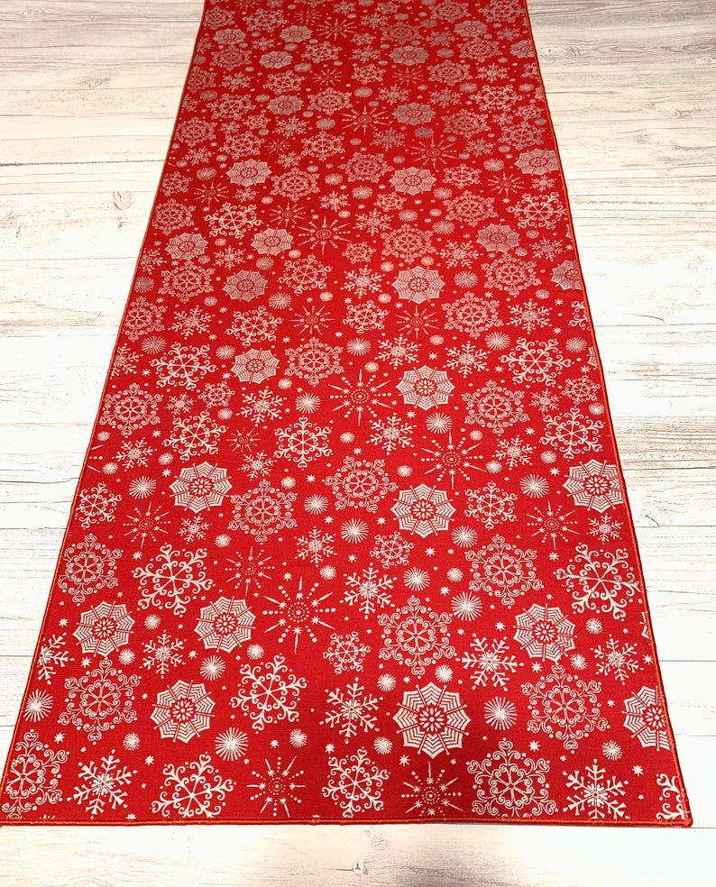 Red Christmas Table Runner Elegant Christmas Runner Etsy