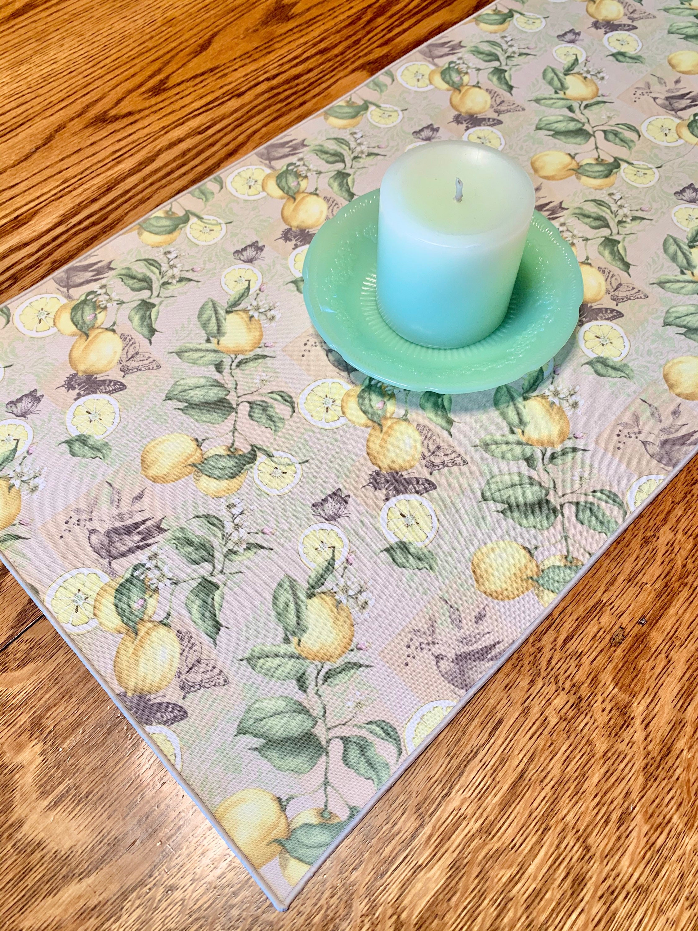 Lemon Table Runner Lemon Decor Lemon Kitchen Decor Summer Etsy