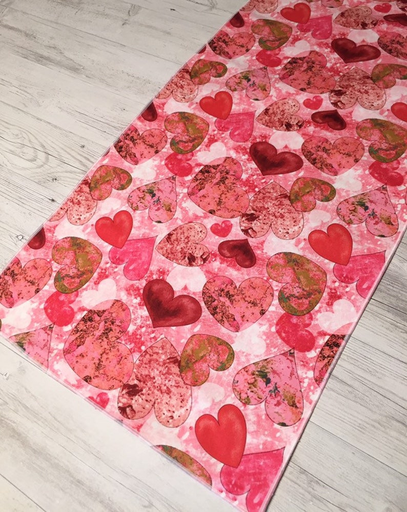 Valentines Day Table Runner, Pink Table Runner, Valentine Table Top Decor, Bridal Shower Decor image 2