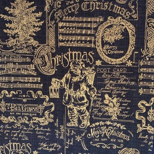 Christmas Table Runner, Old World Santa, Victorian Christmas, Black and Gold Table Runner image 6