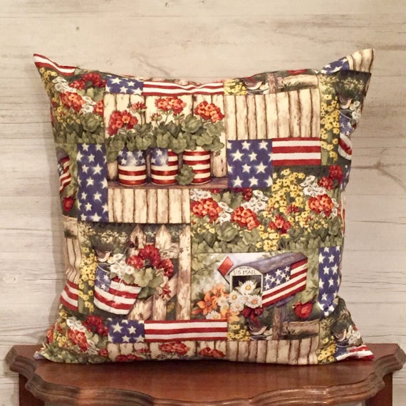 Fourth Of July Pillow Summer Pillow Geranium Decor 18x18 Etsy