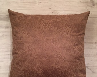 Brown Suede Like Pillow Cover, Throw Pillow, Vegan Leather, Rustic Pillow, Chic Farmhouse Pillow