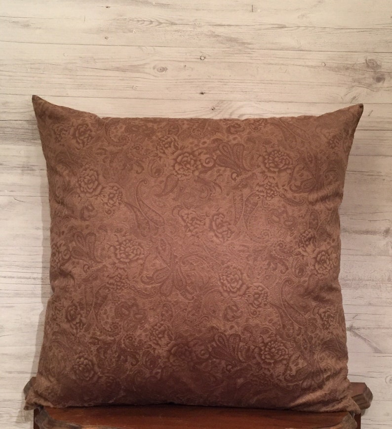 Brown Suede Like Pillow Cover Throw Pillow Vegan Leather Etsy