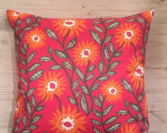 Summer Pillow Cover, Outdoor Pillow, Floral Pillow Cover, Hot Pink Pillow Cover, Patio Pillow