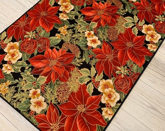 Poinsettia Table Runner for Christmas, Christmas Table Runner, Winter Table Runner