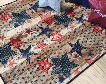 Patriotic Table Runner, Summer Table Runner, Red White Blue Table Decor, Star Table Runner, Farmhouse Table Runner