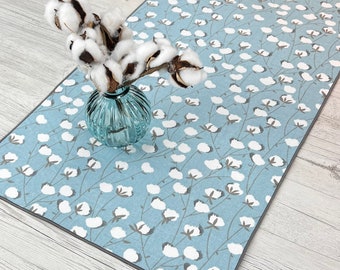 Cotton Blossom, Farmhouse Table Runner, Blue Table Runner, Cottagecore Decor