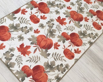 Fall Farmhouse Table Runner, Pumpkin Table Runner, Rustic Table Runner