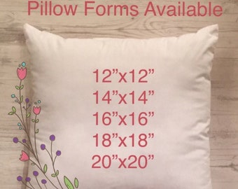 Pillow Inserts - Pillow Forms - 12x12 - 14x14 - 16x16 - 18x18 - 20x20 - Polyfil Pillow Inserts -  FREE SHIPPING