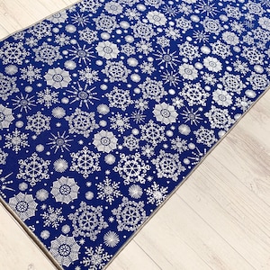 Blue Christmas Table Runner, Snowflake Table Runner, Hanukkah Table Runner