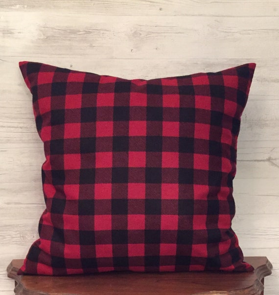 Buffalo Plaid Pillow Cover Red Cabin Pillow Rustic Pillow Cover
