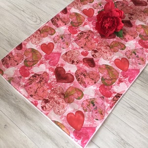 Valentines Day Table Runner, Pink Table Runner, Valentine Table Top Decor, Bridal Shower Decor image 1