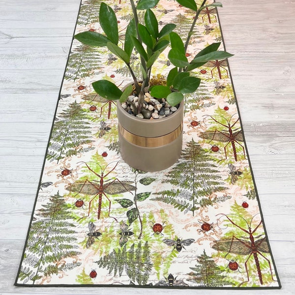 Summer Table Runner, Bug Lover Gift, Dragonfly Gift, Nature Table Runner, Cabin Decor, Ladybug Decor, Garden Table Decor