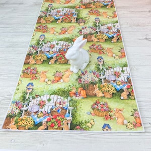 Easter Table Runner, Easter Runner, Easter Table Decor, Easter Bunny Decor, Green Table Runner