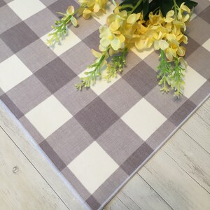 Summer Table Runner, Farmhouse Runner, Gray White Buffalo Check, Bridal Shower gift