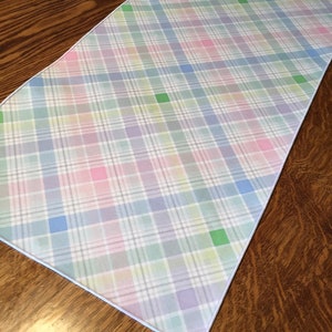 Reveal Party Decor, Spring Table Runner, Easter Table Runner, Pastel Table Runner, Tartan Plaid Table Runner