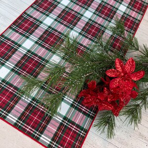 Christmas Plaid Table Runner, Green Plaid Table Runner, Red Plaid Table Runner, Tartan Plaid Runner