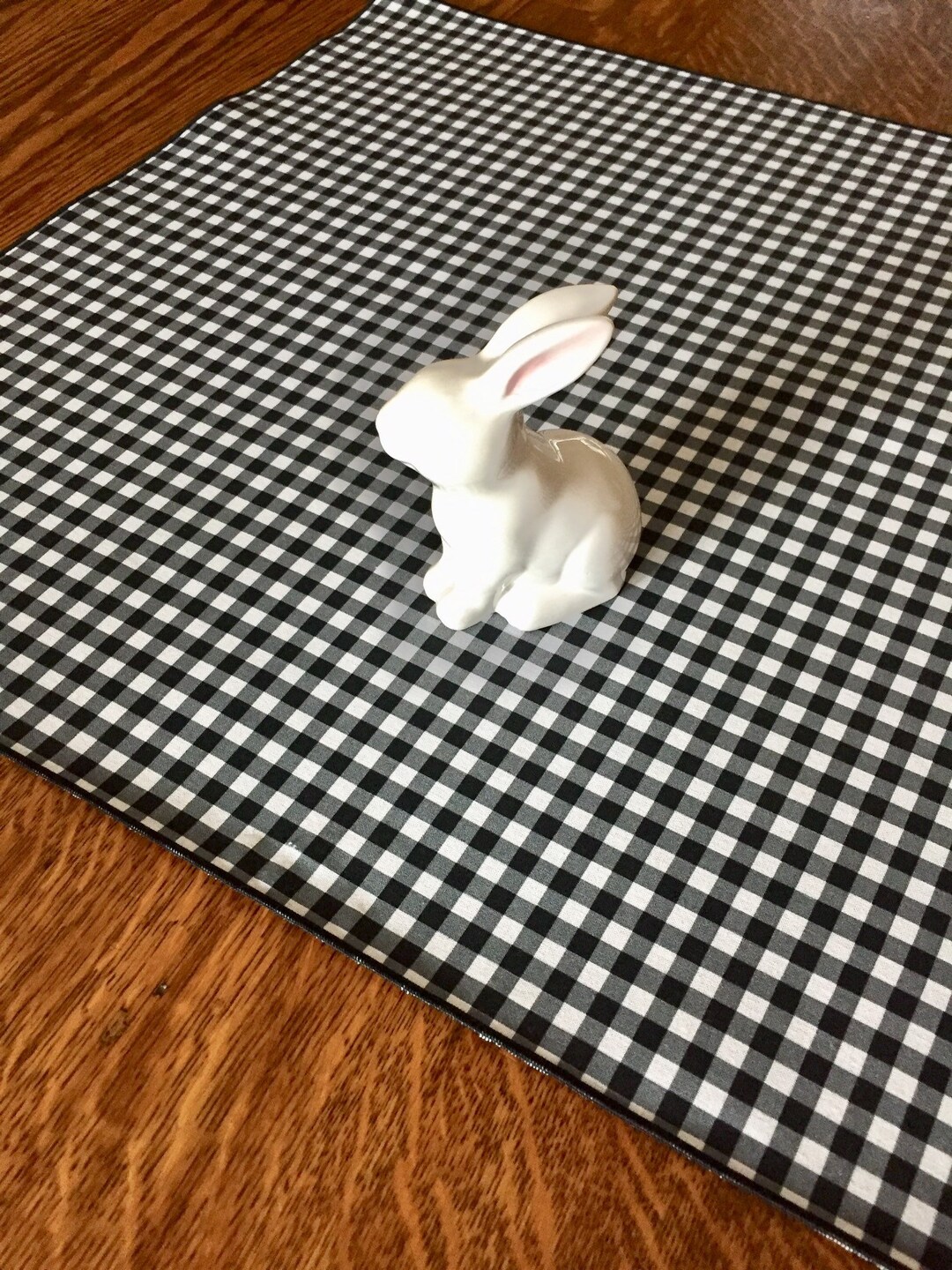 Black White Check Table Runner, Black White Check Table Topper, Easter