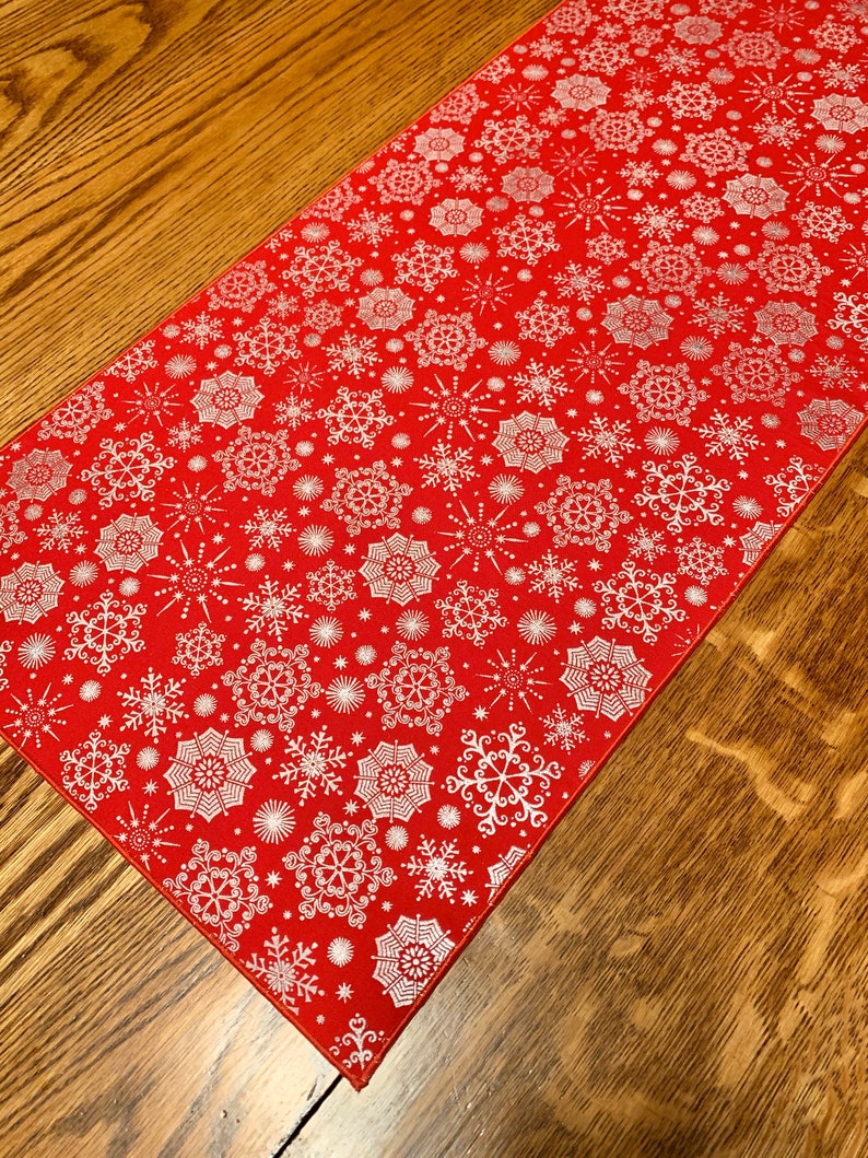Red Christmas Table Runner Elegant Christmas Runner Etsy