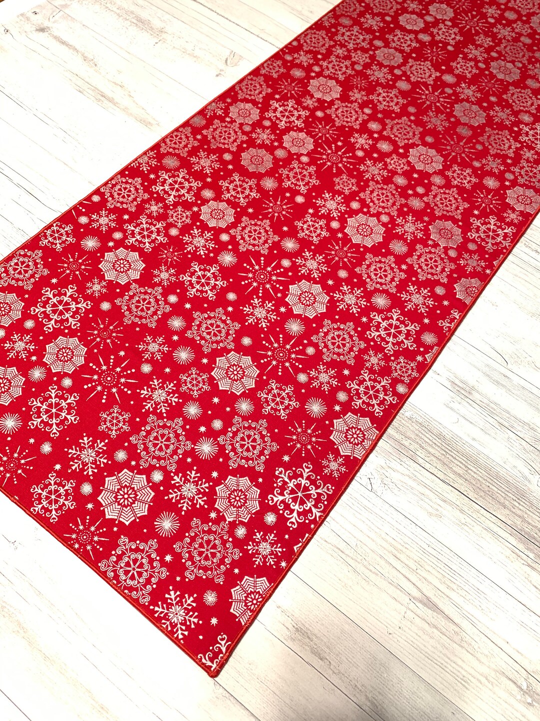 Red Christmas Table Runner Elegant Christmas Runner Etsy