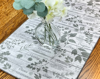 Gray Table Runner, Farmhouse Table Runner, Gray Kitchen Decor, Sage Decor, Modern Table Runner