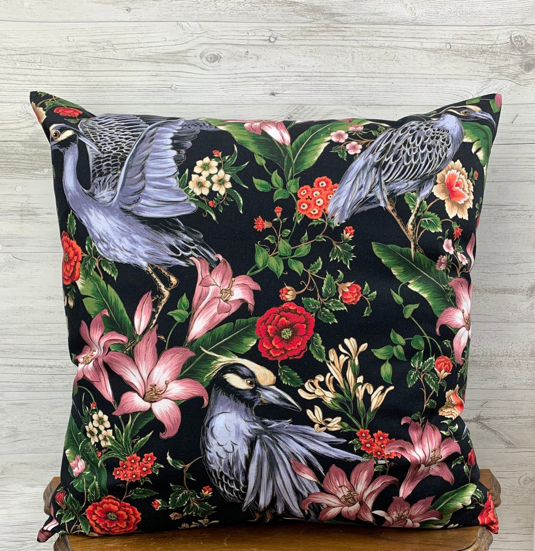Asian Pillow Cover, Bird Pillow Cover, Japanese Pillow Cover, 20x20