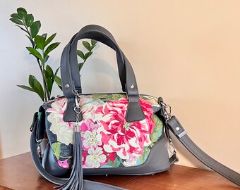 Mothers Day Gift, Spring Handbag, Summer Purse, Pink Purse, Satchel Bag, Floral Purse, Swoon Brooklyn Handbag, READY TO SHIP