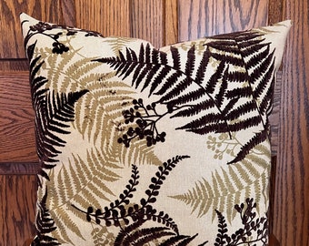 Botanical Pillow Cover, 20 x 20, Nature Lover Gift, Botanical Fabric, Fern Decor, Earth Tone Decor