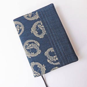 A5 'Indigo' Planner Cover, Diary Cover, Journal Cover, Dragon Design, Fits A5 Cousin Planner, Japanese Indigo-Dyed Cotton, UK Seller