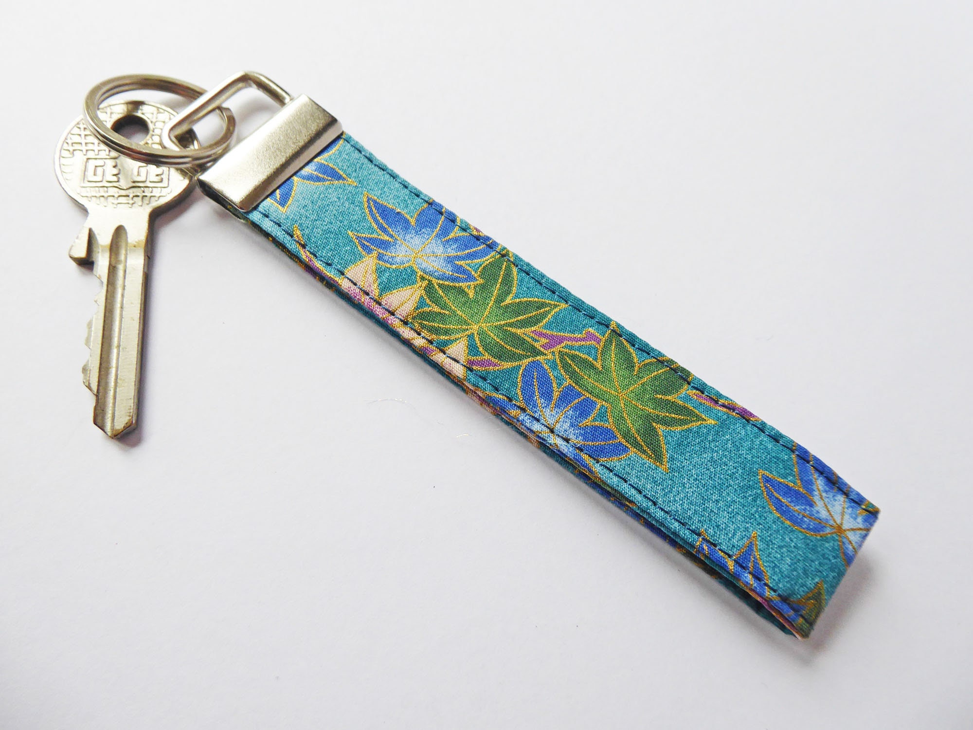 Key Ring Keyring Teacher Gift Purse Strap UK Seller Fabric Key Holder Japanese Cotton Wristlet Key Fob Wrist Strap Thank You Gift