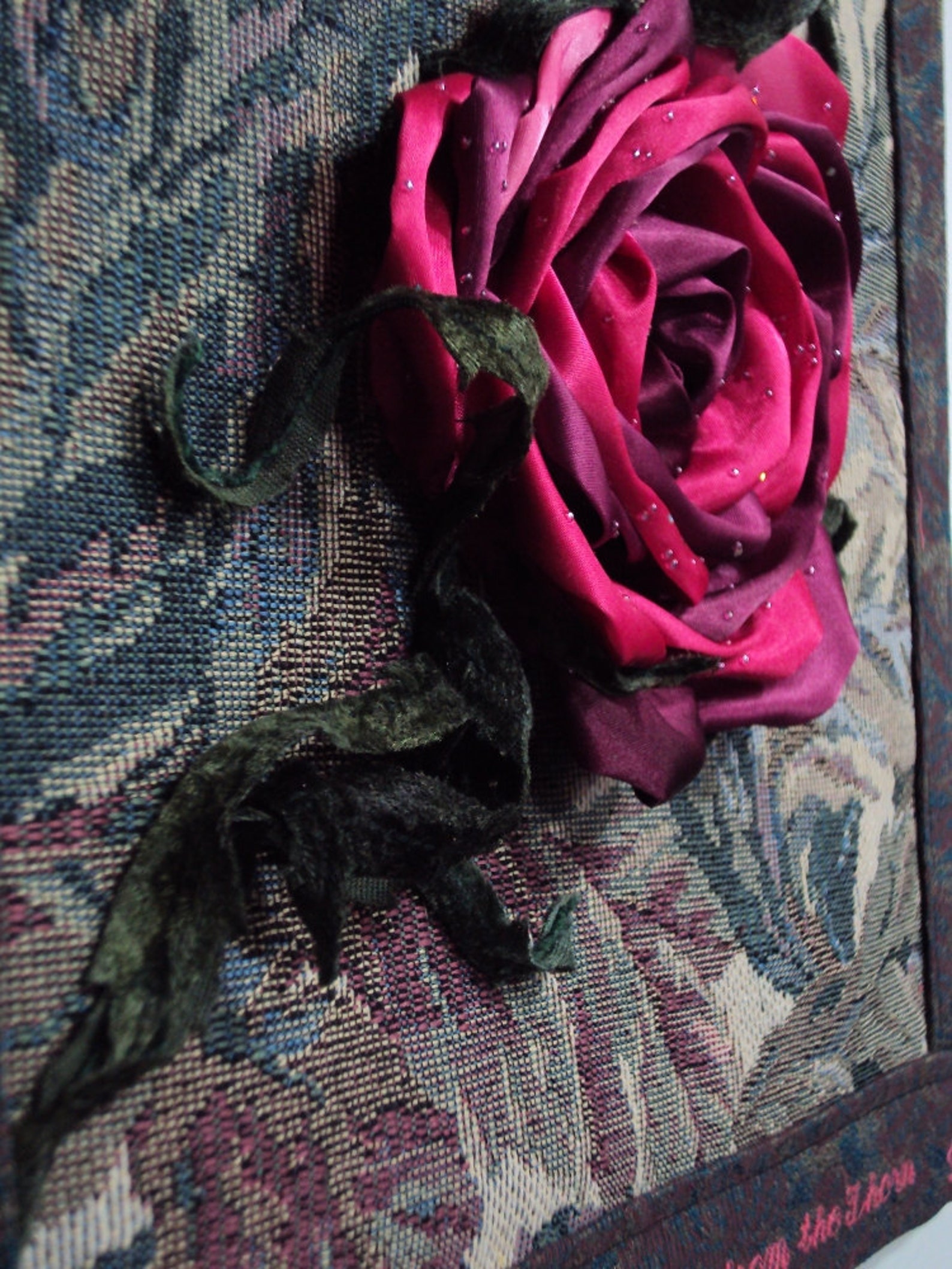 The Rose Came From The Thorn. Rumi Quote. Original Fiber Art Etsy