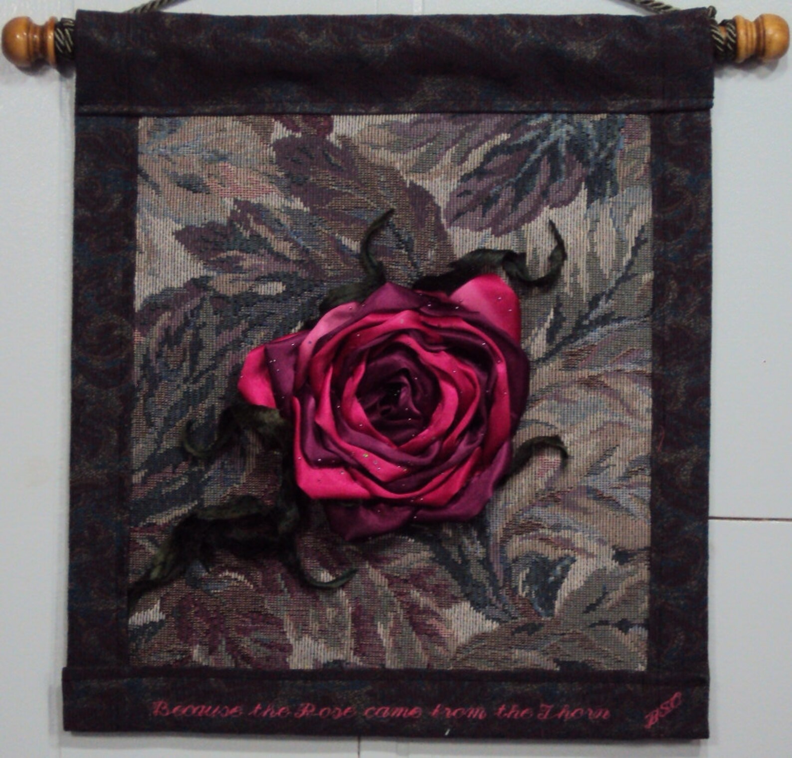 The Rose Came From The Thorn. Rumi Quote. Original Fiber Art Etsy