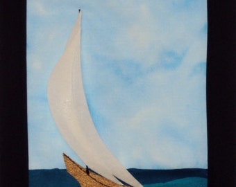 Too Long from the Sea. Original Art. Seascape. Wall hanging. Medium size   9" x 24". On Sale.