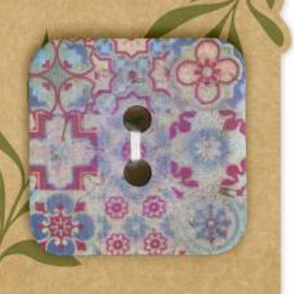Purple Square Concave 35mm 1-3/8" Coconut Dritz Button By the Card