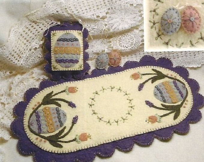 Easter Elegant Eggs Wool Candle Mat Kit Pattern Wool Felt Floss - Etsy