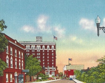 ca 1935 Roanoke Virginia Linen Postcard Jefferson Street Looking North