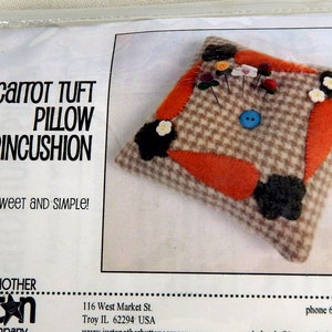 Carrot Tuft Pincushion Sewing Pattern with Wool Buttons Batting Pins Just Another Button Company
