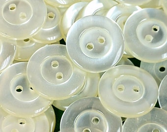 100 White Rim Edge Plastic Sew Thru Buttons 18mm 3/4"  Craft Scrapbooking Sewing Supply