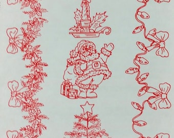 Merry Christmas Redwork Hot Iron Transfer Pattern Lace Tales